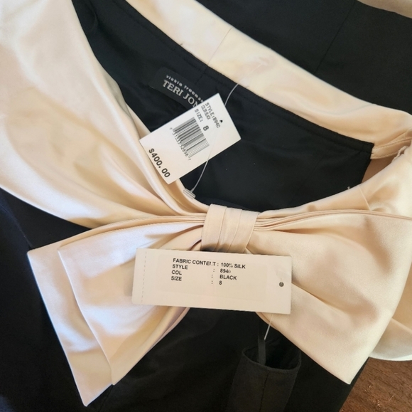 Rickie Freeman for Teri Jon Silk Cocktail Dress with Bow - Picture 8 of 12